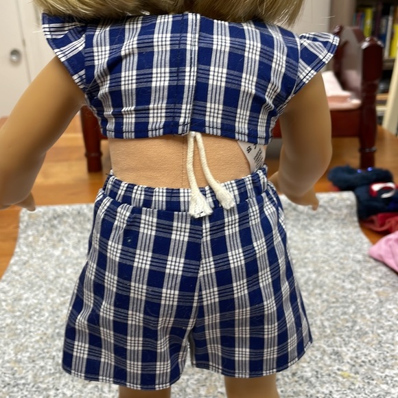RARE American Girl Doll Nanea Palaka Blue Plaid Shorts and Matching Top w/ Shoes - Picture 4 of 6